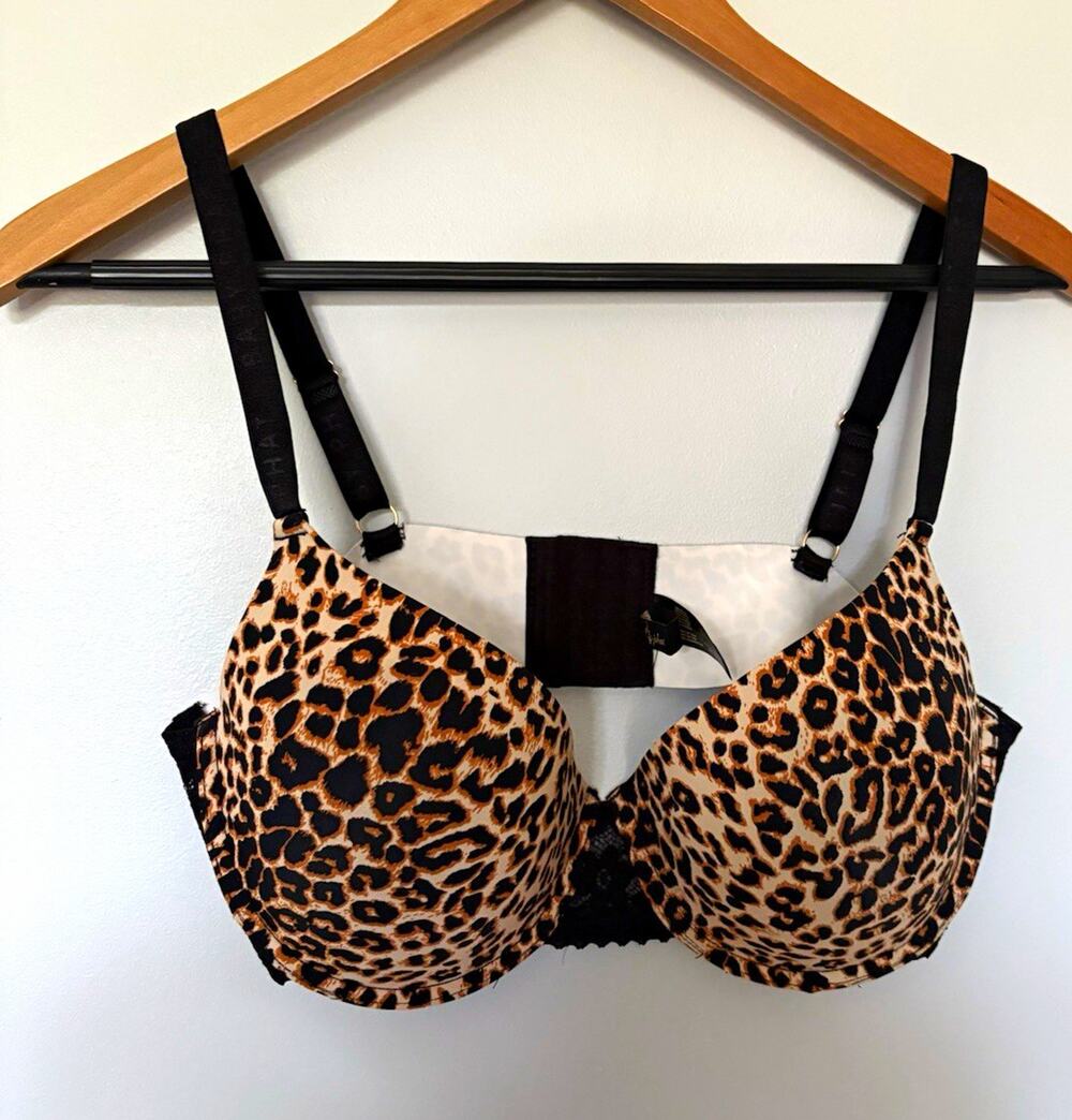 Baby Phat 38C Leopard Animal Print Underwire w/lace Bra, Hook & Eye